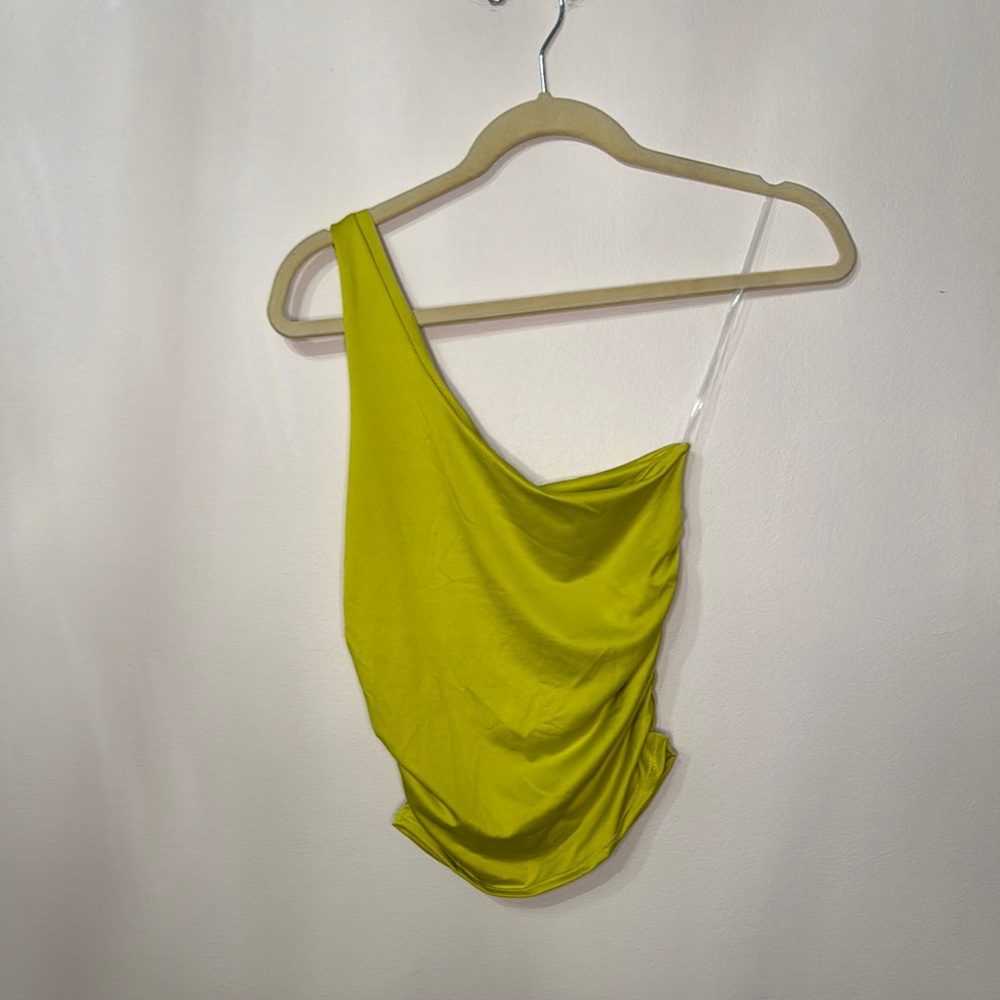 Live in the Moment Chic One-Shoulder Lime Green Top - Picture 6 of 7